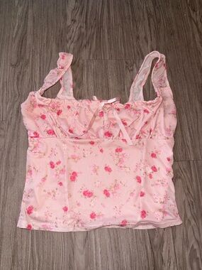 Pink Rose Pink Floral Lace-Trim Camisole